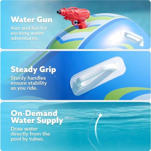 Kids Inflatable Jet Ski Pool Floats Pool Floaties with Water Guns Games‎ - Picture 2 of 7
